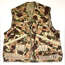 GAMEHIDE Vintage Duck Hunting Camo Vest M Full Zip Canvas Shell Pockets 90s Y2K