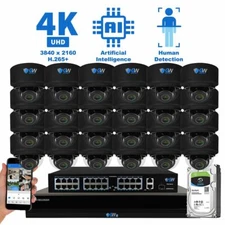 32CH NVR (24) 4K Microphone 2.8-12mm Varifocal IP Dome Security Camera System