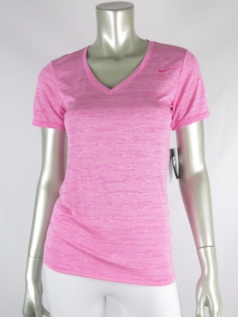 NWT XS WOMEN'S NIKE LEGEND Dri-Fit Pink Veneer V-Neck Athletic Cut Top | eBay