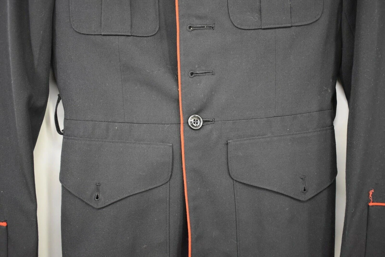 Thorngate Mens Black Contrast Piping Button-Front Flap Pocket Uniforms Coat 40XL - product detail image 5
