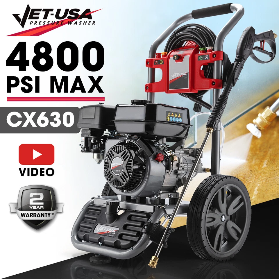 Jet-USA 4800PSI Petrol-Powered High Pressure Cleaner Washer Water Power Jet Hose