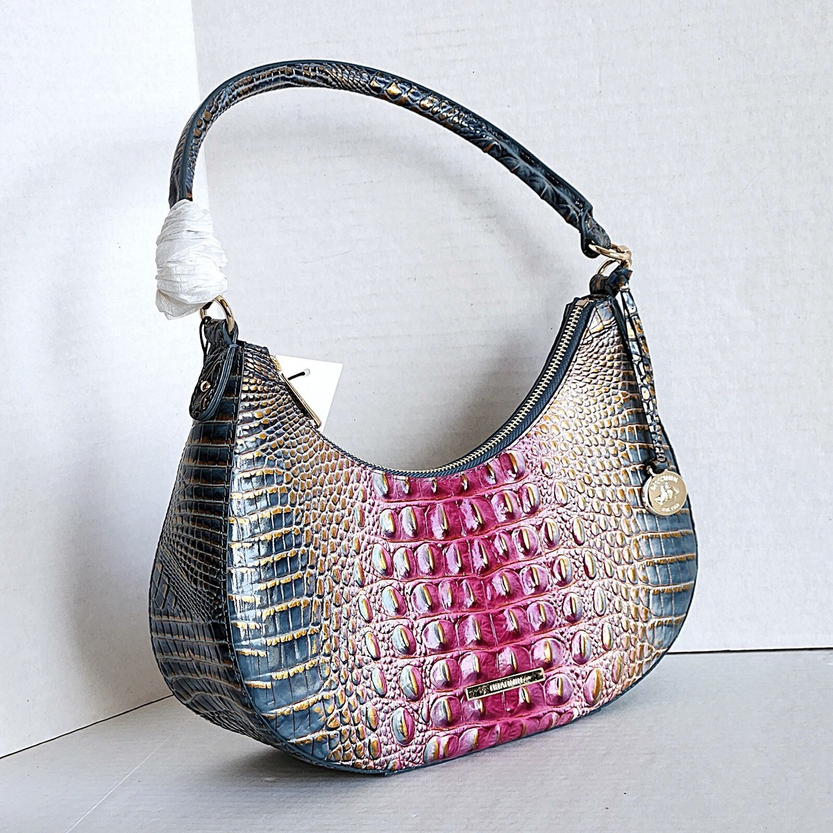 Brahmin Satchel Bekka Violet Quartz Ombre Top Handle Leather Bag