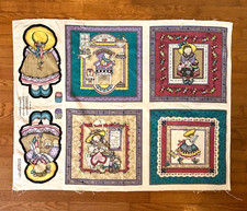 1997 Daisy Kingdom Sew Cozy Fabric Panels 4 Pillow Squares  2 Pc Doll Cut  Sew
