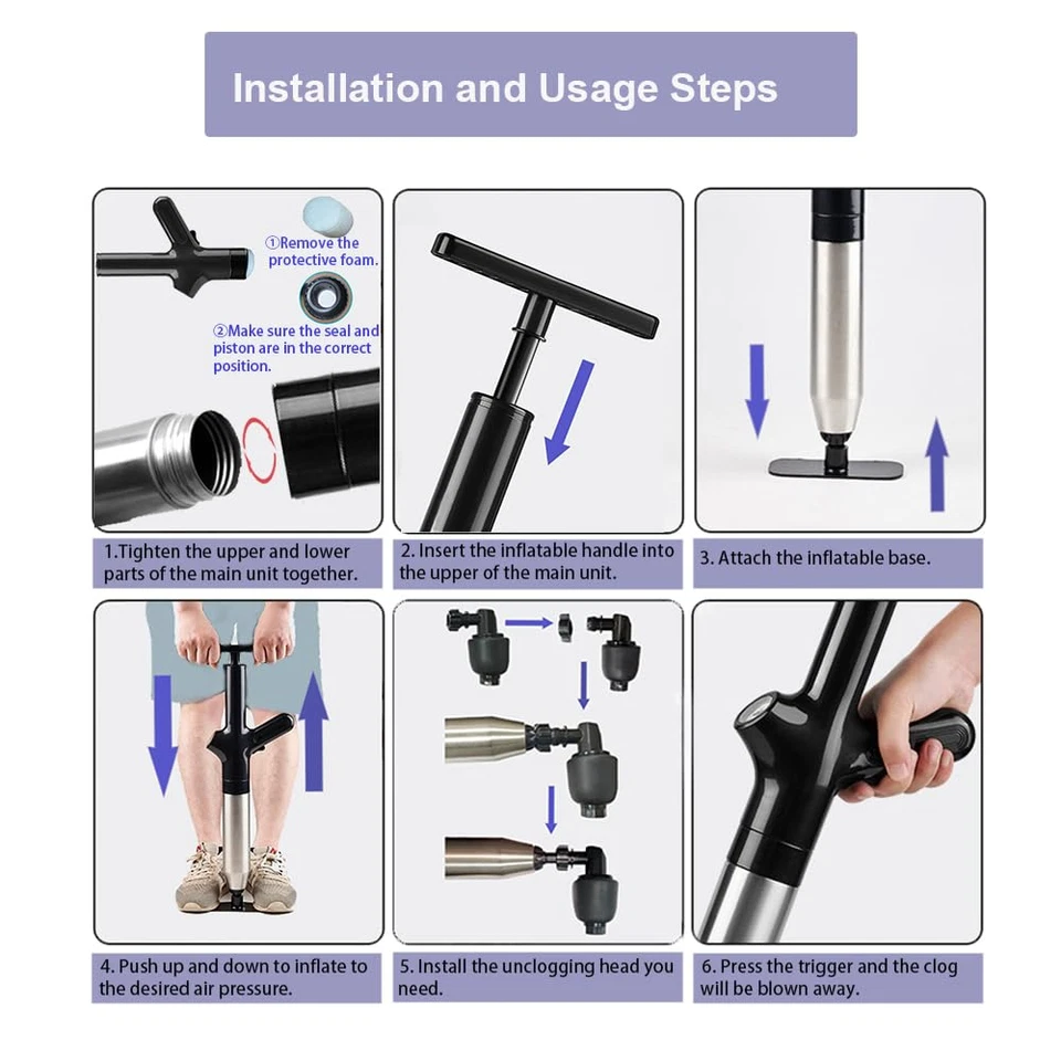 Powerful Home Toilet Plunger Air Drain Blaster Sink Dredge Cleaner High Pressure - Image 4 of 4