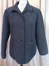 Rafael Women's Black Silk Long Sleeved Button Pocket Quilted Jacket Size 12