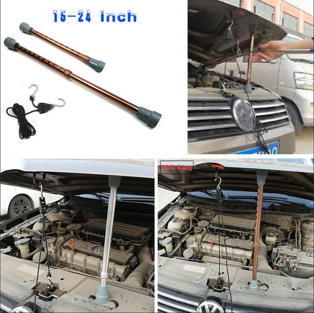 Car Hood Prop Repair Tools + Nylon Rope Kit 15''24'' Stretchable