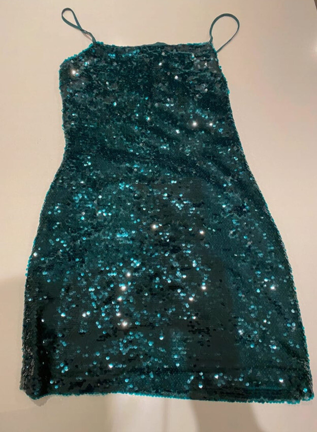 ZARA SEQUIN DRESS Size M 1214 Green Party NYE Christmas Cocktail eBay