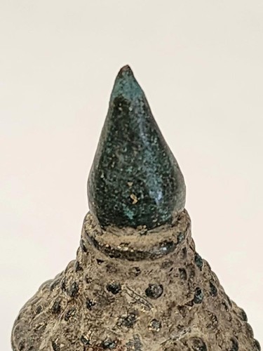 Antica statua testa di Buddha in bronzo tailandese - Foto 10 di 15