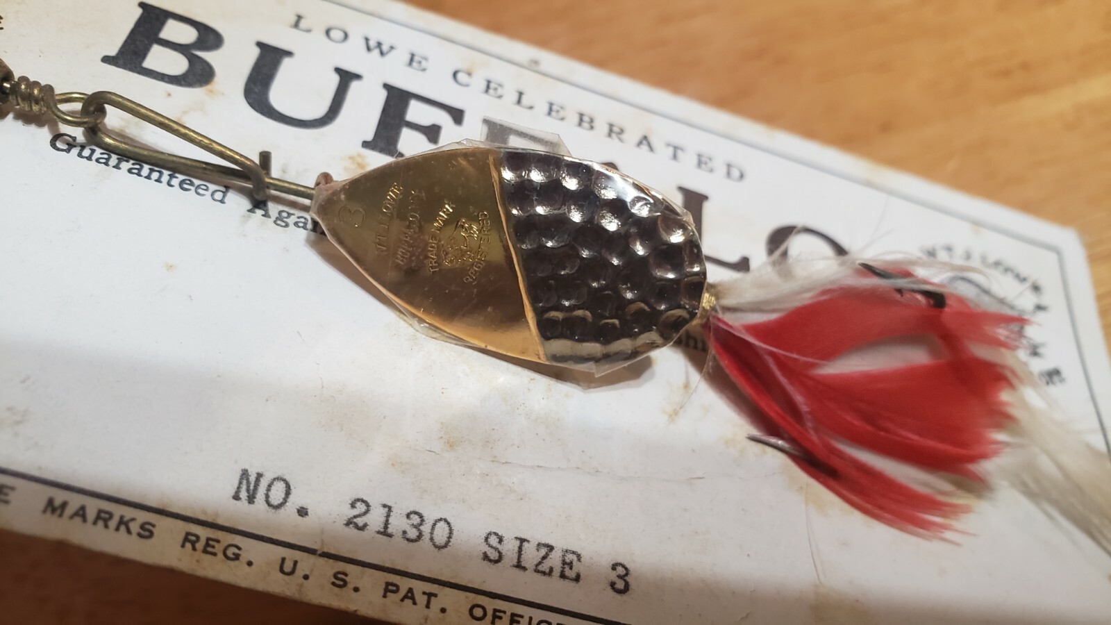 WTJ Lowe Celebrated New Vintage BUFFALO Baits NO. 2130 Sz 3 made in USA spinner