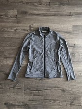 Athleta Jacket Women's M Heather Gray Polyester Stretch Full Zip Thumb Hole