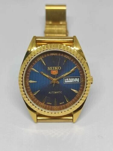 Seiko 5 blue gold clearance