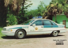 SHERIFF'S DEPT POLICE PATROL CAR SANNCO CARD 1995 TAYLOR COUNTY PERRY FL FLORIDA