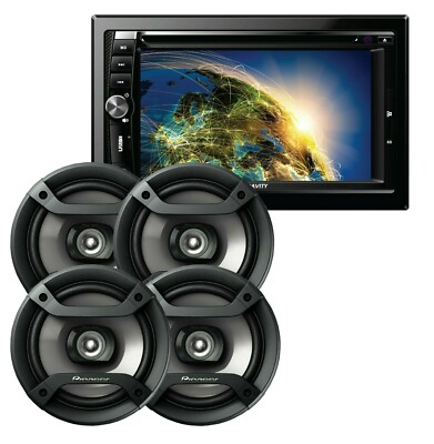 Gravity VGR-D900BT 2-DIN DVD Car Receiver + 4x Pioneer TS-F1634R 6.5'' Speakers