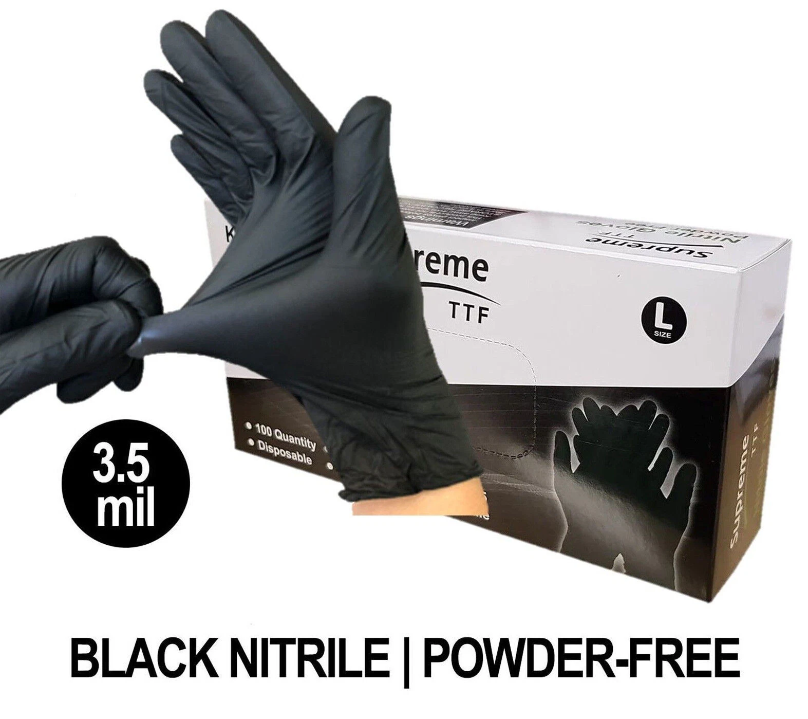 1000 gants jetables épais sans poudre de nitrile noir et sans latex tatouage mécanicien