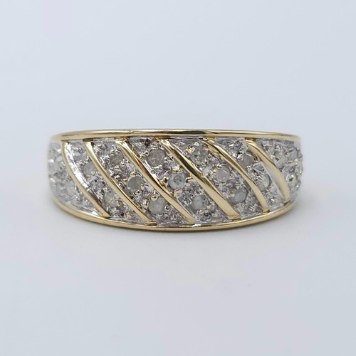 Vintage 9ct Yellow Gold Natural 0.25ct Diamond Cluster Cross Ladies Band Ring - Picture 8 of 8