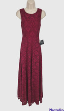 Lulus Luciana Burgundy Floral Lace Scoop Back Maxi Dress Size XS Flare Hem BP