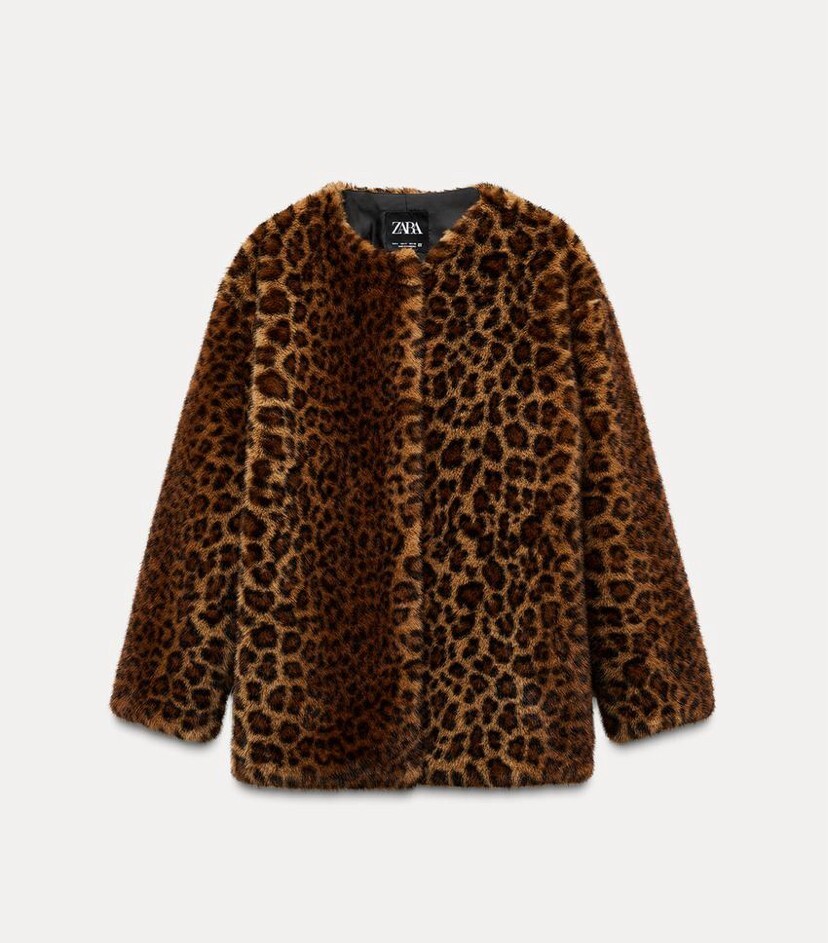 ZARA ANIMAL PRINT FAUX FUR COAT LEOPARD NEW FW24/25 SIZES XS