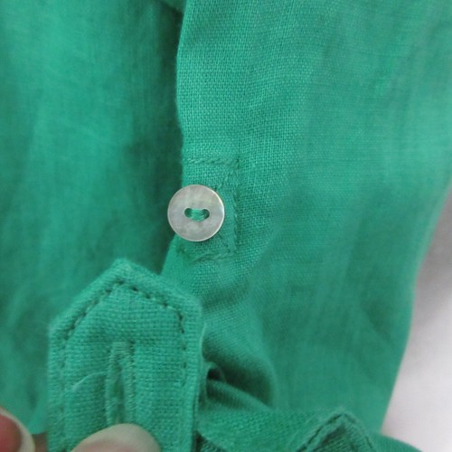 Sigrid Olsen Top Medium Kelly Green Linen Coastal Lagenlook Button Relax Fit NWT - Picture 9 of 10