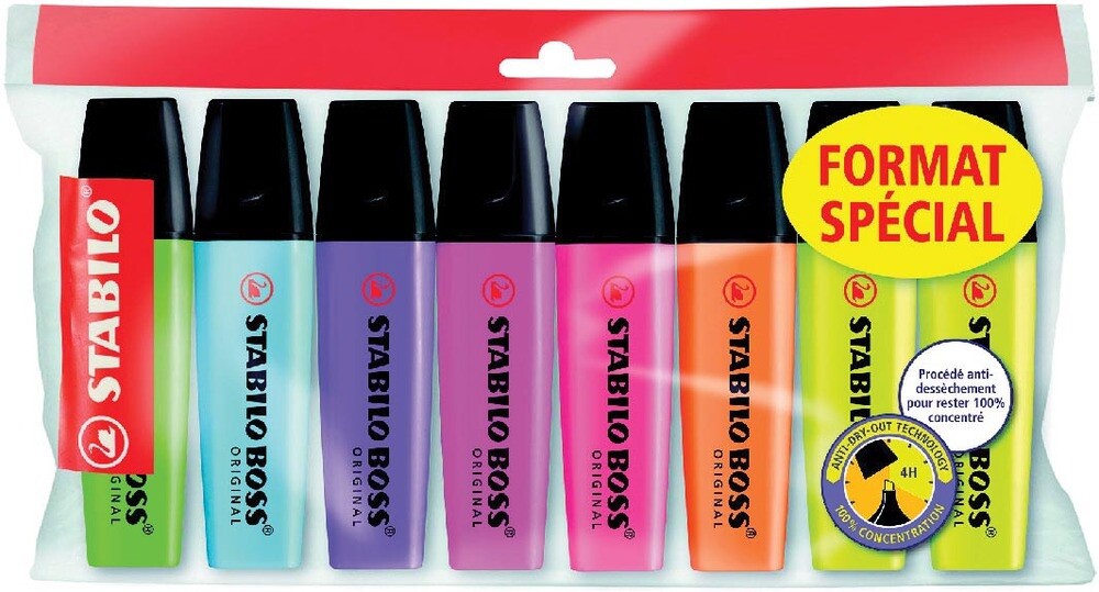 Feutres surligneurs Stabilo Boss Original assortiment fournitures de bureau x10