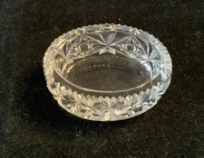 Hawkes American Brilliant Cut Glass Oval salt dip Cellar Beveled Zipper edge mrk