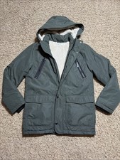 Kids 14 H M Hooded Parka Jacket with Sherpa Lining Green