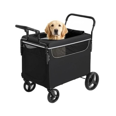 Garvee Foldable Dog Wagon Stroller for Large & Medium Dogs, Pet Cart with Ramp