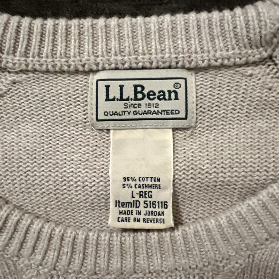 L.L. Bean Men's Sweater Size Large Beige Ventage Cashmere Cotton ItemID 516116 - Image 2 of 4