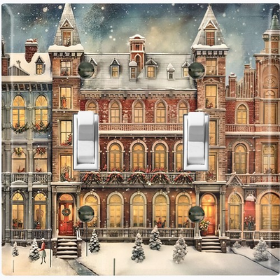 #ad Metal Light Switch Outlet Cover Wall Plate Winter Townhouse Christmas RAC127 $15.29