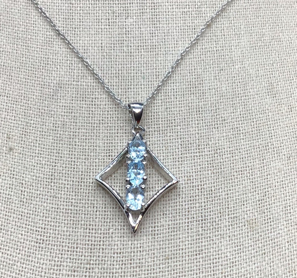 Sterling Silver 925 Unique Simulated Aquamarine S… - image 1