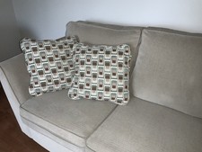 Set of 2 Brown Geometric 18”X18” Decorative Throw Pillow W/ Removable Covers