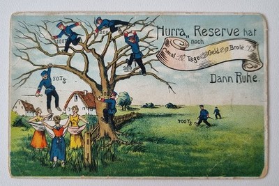 AK - Litho - Künstlerkarte - ''Hurra, Reserve hat noch ....'' - gelaufen um 1910