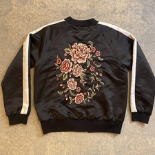 Forever 21 Jacket Womens Large Black Satin Bo...