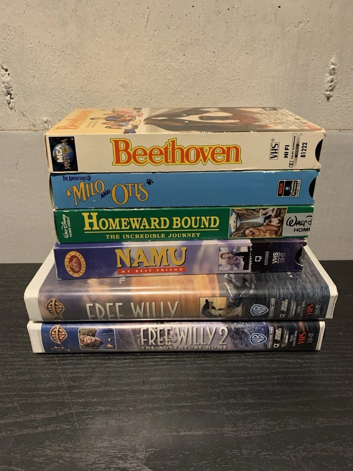 Lot of 6 Family Kid VHS Movies VHS Tapes Animal Dog Cat Whale Free Willy Foto 3 de 4