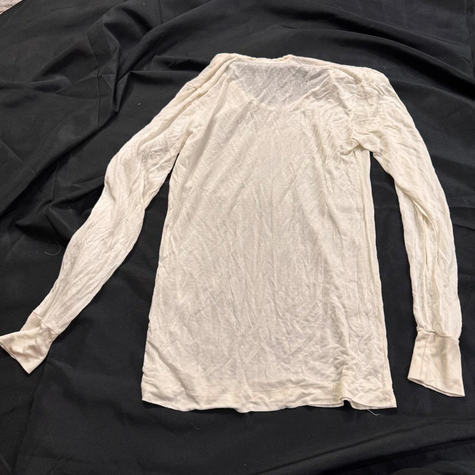 Camisa Ropa Interior Larga Ligera Transparente Manga Larga Seda Marfil Seda Deportiva Y2K M Foto 2 de 3