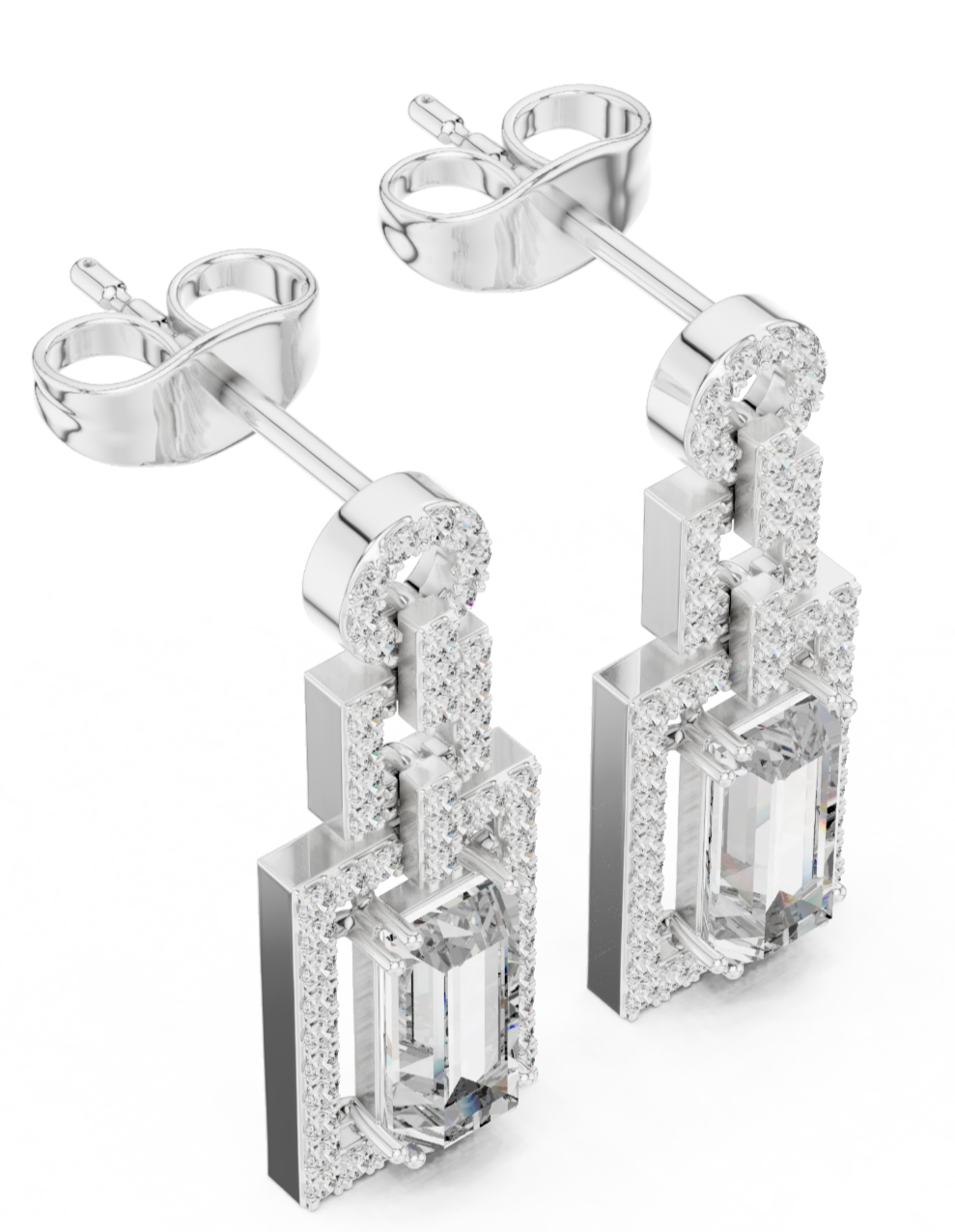 Certified 1.9 Ct Natural Diamond Anniversary Dangle Drop Earrings 14K Gold Over
