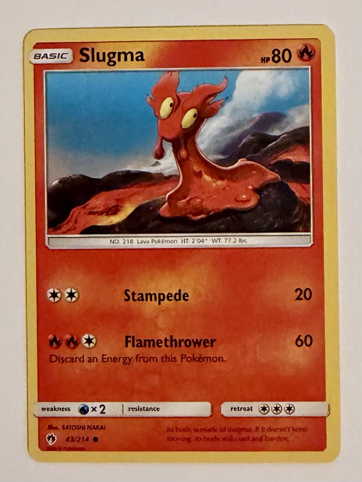 Pokemon Slugma Common 43/214 SM - Lost Thunder LP
