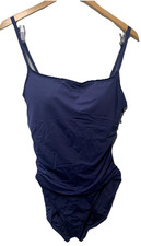 La Blanca Island Goddess Lingerie One Piece Swimsuit Indigo Swimwear Size 14