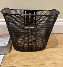 BASIL BREMEN Black Mesh Bike Basket with fixed mounted stem holder (70183) 24L