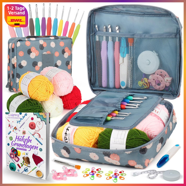 HäKelset FüR AnfäNger Ergonomische HäKelnadeln 2,0-8,0 Mm Mit ZubehöR Tasche-image