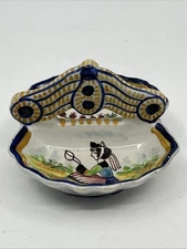 Vintage Quimper HB Double Salt Cellar 120 Hand Painted Breton Girl Flowers