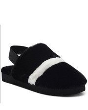 INC International Concepts Faux Fur Slip-On Slippers Black White Comfort