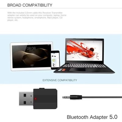 2-in-1 Bluetooth Adapter Sender und Empfänger USB zu 3.5mm AUX Audio + Kabel