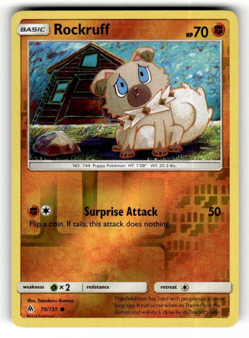 Rockruff 75/131 Common Forbidden Light Reverse Holo Pokemon Lightly Played