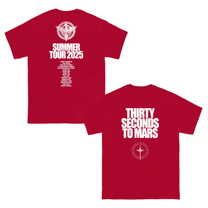 Summer Tour t shirt Summer Tour 2025 Tee Thirty Seconds to Mars red