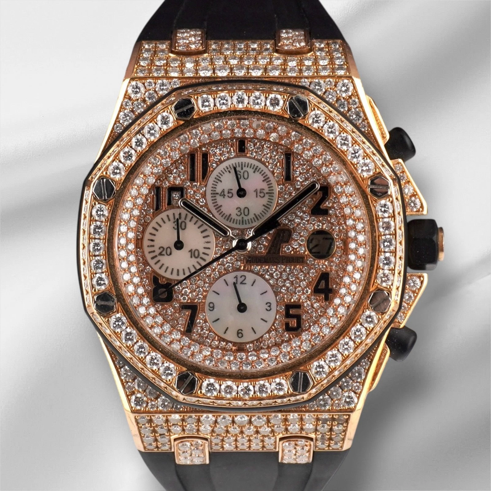 Audemars Piguet — Audemars Piguet Royal Oak Offshore 42mm 18k Rose Gold Watch Iced 15ct 26470OR
