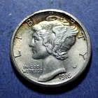 New Listing1916-S Mercury Dime  Ch. AU