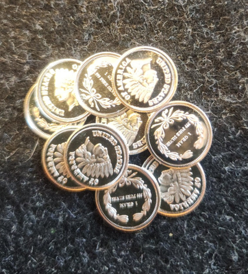 #ad 10 1 Gram .999 Fine Silver Lot Indian Heads L3386 $65.00