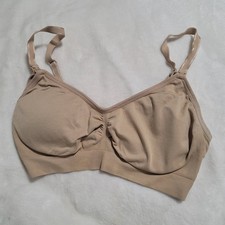 Motherhood OH Baby Nursing Bra Sz Large Removable Pads Nude Beige Tan Pregnancy