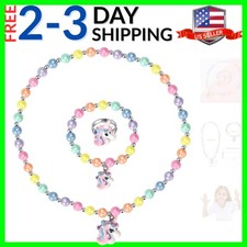 Unicorn Stretch Necklace Little Girl Toddler Necklace Bracelet Set, Little Pr...