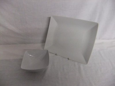 Weiße unmarkierte Keramik IKEA quadratische & längliche Teller Schalen NEU - 6E1B #
